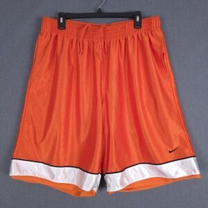 Vintage Nike Basketball Shorts Mens 2XL Orange Shiny Dazzle Baggy Y2K Drawstring